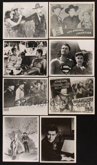 9s048 LOT OF 27 MOSTLY WESTERN 8X10 REPRO STILLS AND LOBBY CARDS '80s cowboy images + Superman!