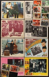 9s007 LOT OF 19 LAUREL AND HARDY LOBBY CARDS '40s-60s many great images of Stan & Ollie!
