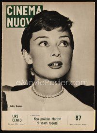 9s131 CINEMA NUOVO Italian magazine July 25, 1956 head & shoulders portrait of Audrey Hepburn!