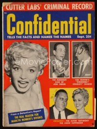 9s075 CONFIDENTIAL magazine September 1955 the real reason for Marilyn Monroe's divorce!