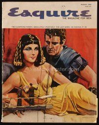 9s079 ESQUIRE magazine August 1963 art of men erecting Cleopatra billboard & looking at reference!
