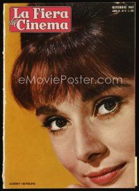 9s132 LA FIERA DEL CINEMA Italian magazine November 1962 super close up of Audrey Hepburn!