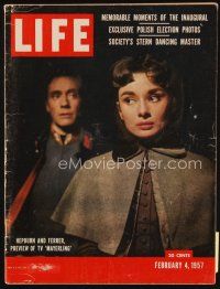 9s119 LIFE MAGAZINE magazine February 4, 1957 Audrey Hepburn & Mel Ferrer by Philippe Halsman!