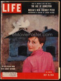 9s118 LIFE MAGAZINE magazine July 18, 1955 on an Italian farm with Audrey Hepburn!