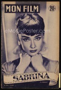9s151 MON FILM French magazine April 27, 1955 portrait of beautiful Audrey Hepburn in Sabrina!