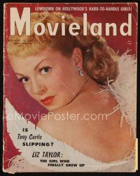 9s092 MOVIELAND magazine November 1952 portrait of beautiful Lana Turner, grown up Liz Taylor!