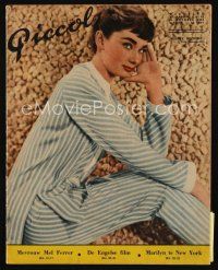 9s129 PICCOL Dutch magazine October 31, 1954 Audrey Hepburn in pajamas, plus Marilyn Monroe!