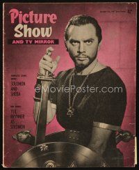 9s179 PICTURE SHOW English magazine November 21, 1959 Yul Brynner with hair in Solomon & Sheba!