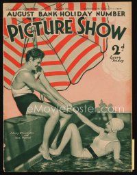 9s171 PICTURE SHOW English magazine August 10, 1935 Johnny Weissmuller & Una Merkel swimming!