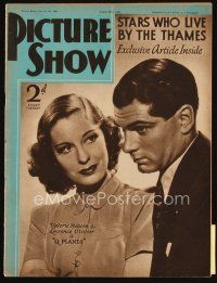 9s173 PICTURE SHOW English magazine August 26, 1939 Valerie Hobson & Laurence Olivier in Q Planes!