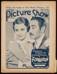 9s164 PICTURE SHOW English magazine June 18, 1932 Barbara Stanwyck & Adolphe Menjou in Forbidden!