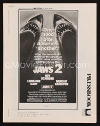 9s342 JAWS 2 pressbook R80 just when you thought it was safe to go back in the water!