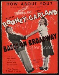 9s408 BABES ON BROADWAY sheet music '41 Mickey Rooney, Judy Garland, How About You!