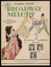 9s411 BROADWAY MELODY sheet music '29 wonderful art of sexy dancers, the title song!