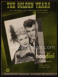9s424 HOUDINI sheet music '53 Tony Curtis as the magician & sexy Janet Leigh, The Golden Years!
