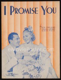 9s425 I PROMISE YOU sheet music '38 words and music by Ben Oakland, Samuel Lerner and Alice Faye!