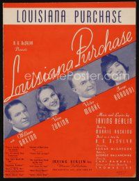 9s427 LOUISIANA PURCHASE sheet music '41 Bob Hope, Vera Zorina, Irving Berlin, Louisiana Purchase!