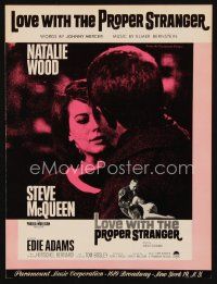 9s428 LOVE WITH THE PROPER STRANGER sheet music '64 Natalie Wood & Steve McQueen, the title song!
