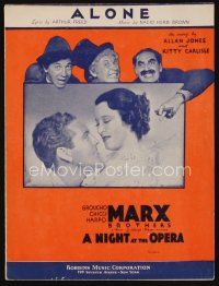 9s431 NIGHT AT THE OPERA sheet music '35 Groucho Marx, Chico Marx, Harpo Marx, Carlisle, Alone!