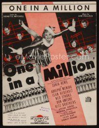 9s433 ONE IN A MILLION sheet music '36 ice skating Sonja Henie, One In A Million!