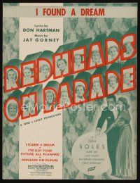 9s435 REDHEADS ON PARADE sheet music '35 full-length John Boles & Dixie Lee, I Found a Dream!