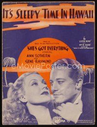9s438 SHE'S GOT EVERYTHING sheet music '37 Ann Sothern, Gene Raymond, It's Sleepy Time In Hawaii!