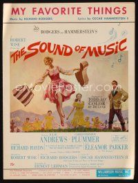 9s441 SOUND OF MUSIC sheet music '65 classic art of Julie Andrews, My Favorite Things!