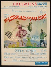 9s440 SOUND OF MUSIC sheet music '65 classic art of Julie Andrews & Christopher Plummer, Edelweiss!