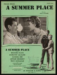 9s444 SUMMER PLACE sheet music '59 Sandra Dee & Troy Donahue classic, the theme song!