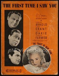 9s448 TOAST OF NEW YORK sheet music '37 Frances Farmer, Cary Grant, The First Time I Saw You!
