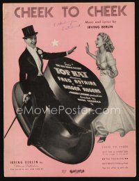 9s449 TOP HAT sheet music '35 Fred Astaire & Ginger Rogers, Cheek To Cheek!