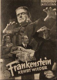 9s275 GHOST OF FRANKENSTEIN Austrian program '50 Lon Chaney Jr, great different monster images!