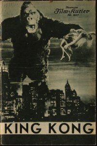 9s283 KING KONG Austrian program '33 with classic image of ape holding Fay Wray over New York City!