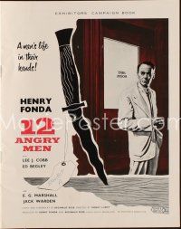 9s305 12 ANGRY MEN English pressbook '57 Henry Fonda, Sidney Lumet courtroom classic, different!