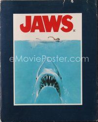 9s341 JAWS English pressbook '75 art of Spielberg's classic man-eating shark attacking sexy swimmer!