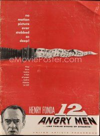 9s306 12 ANGRY MEN pressbook '57 Henry Fonda, Sidney Lumet courtroom classic!