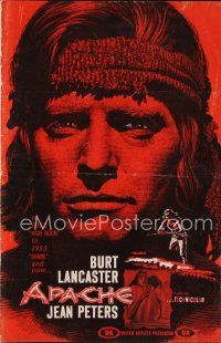 9s309 APACHE pressbook '54 directed by Robert Aldrich, Native American Burt Lancaster!