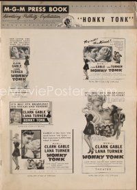 9s333 HONKY TONK pressbook R55 Clark Gable & Lana Turner, every kiss a thrill!