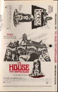 9s334 HOUSE THAT DRIPPED BLOOD pressbook '71 Christopher Lee, Vampires! Voodoo! Vixens!