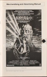 9s345 KRULL pressbook '83 great sci-fi fantasy art of Ken Marshall & L. Anthony in monster's hand!