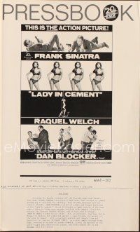 9s346 LADY IN CEMENT pressbook '68 Frank Sinatra with a .45 & sexy Raquel Welch with a 37-22-35!