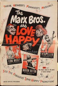 9s351 LOVE HAPPY pressbook '49 Marx Brothers and sexy girls in musical Girlesque!