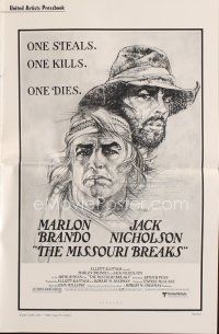 9s358 MISSOURI BREAKS pressbook '76 Marlon Brando & Jack Nicholson, directed by Arthur Penn!