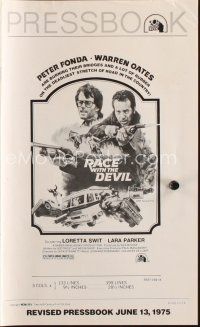 9s373 RACE WITH THE DEVIL pressbook '75 Peter Fonda & Warren Oates burn bridges & a lot of rubber!