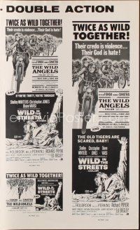 9s404 WILD ANGELS/WILD IN THE STREETS pressbook '71 motorcycle gangs, twice as wild together!