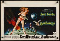 9t610 BARBARELLA Belgian '68 sexiest sci-fi art of Jane Fonda by Robert McGinnis, Roger Vadim!
