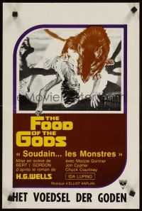 9t663 FOOD OF THE GODS Belgian '76 artwork of giant rat feasting on dead girl!