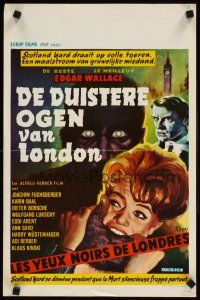 9t683 DEAD EYES OF LONDON Belgian '61 Die Toten Augen von London, art of woman biting beast!