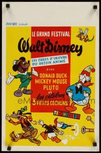 9t702 LE GRAND FESTIVAL WALT DISNEY Belgian '70s Belinsky art of Donald Duck, Mickey & more!