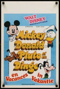 9t722 MICKEY DONALD PLUTO ET EN DINGO EN VACANCES Belgian '80 Goofy, Donald Duck, Mickey Mouse!